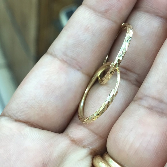 Endless Tube Hoops 14k Yellow Italian Solid Gold - Picture 2 of 4